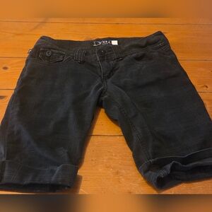 YMI Women's Black Denim Cuffed Bermuda Shorts